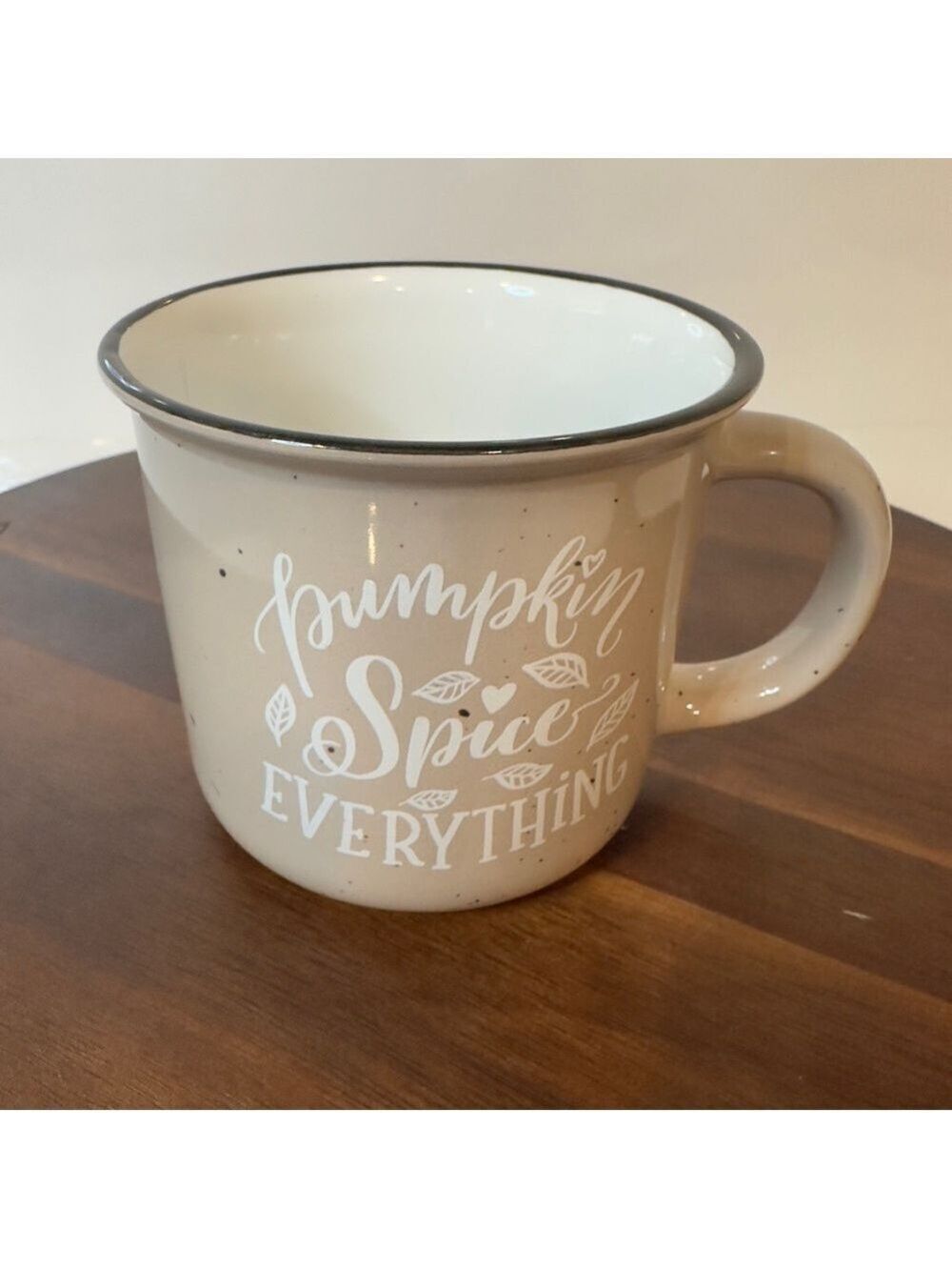 Pumpkin Spice Everything Mug – 16oz Beige Stoneware Coffee Cup – Fall Cozy
